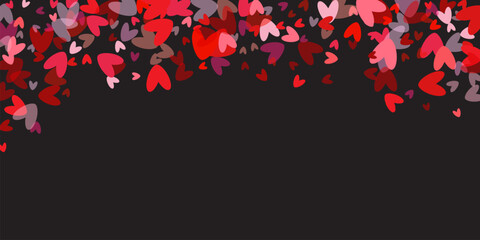 Red hearts on a white background greeting card for Valentine's day. Vector illustration Vector illustration. Paper cut decorations for Valentine's day border or frame design,