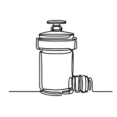 Garbage disposal. Icon. Vector drawing. One line art. A simple drawing of a continuous line of a kitchen electric appliance. 