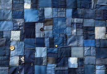 Abstract Denim Patchwork Quilt Texture