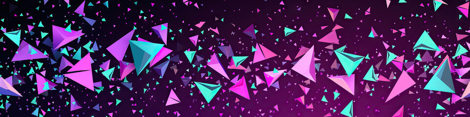 Kaleidoscopic Purple and Pink Abstract Pattern with Falling Teal Triangles