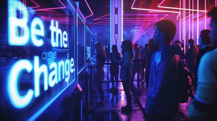 Visitors engage with interactive display at digital art exhibition