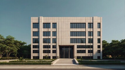 Obraz premium simple, geometric representation of a modern Indian office building. Use clean lines and minimal color to create a minimalist aesthetic