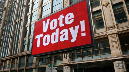 Obraz premium Encouragement to vote displayed on an outdoor digital billboard