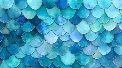 Abstract Watercolor Fish Scales Pattern