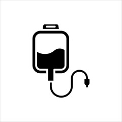 Bag Infusion Medical Icon. Vector Illustration of liquid fluid plasma blood donation plastic bag or tube. Isolated on white background.