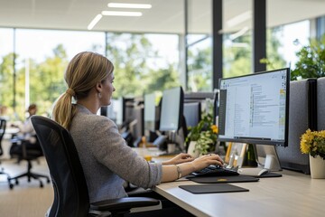 Modern Office Interior with Ergonomic Furniture for Productive Women