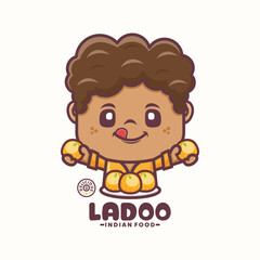 ladoo cartoon mascot logo template design