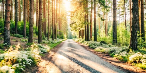 Obraz premium Sunlit Forest Road