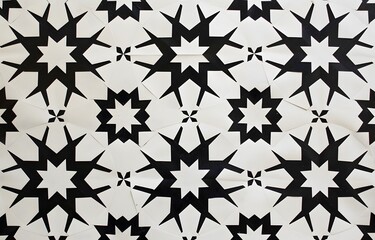 Fototapeta premium Abstract Geometric Black & White Star Pattern