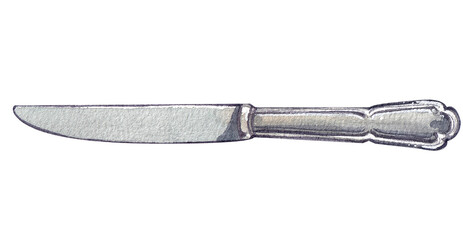 steak knife italian food,watercolor painting hand-drawn illustration