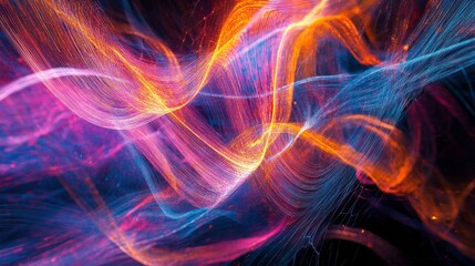 Fototapeta premium Abstract representation of capital flow with glowing lines and data streams, Surreal, Multi-color, Digital painting, Financial networks