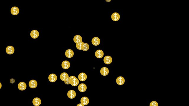 animated video of dollar coins falling like rain