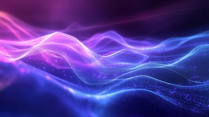Obraz premium Quantum trading algorithms visualized as light patterns, Sci-Fi, Blue and purple, Digital art, Quantum finance