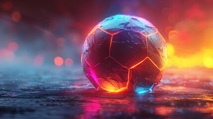 Naklejka premium Glowing Abstract 3D Soccer Ball Illustration