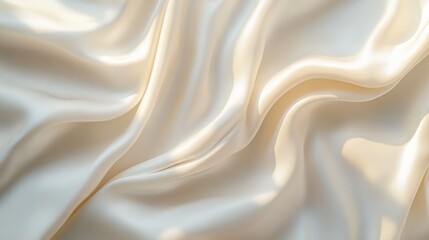 Obraz premium Elegant white satin fabric with soft drapes and gentle waves under diffused light, creating a luxurious and calming texture.