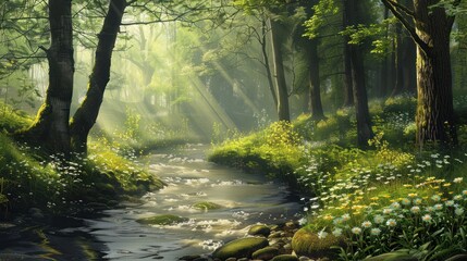 Obraz premium Sunbeams Through The Forest