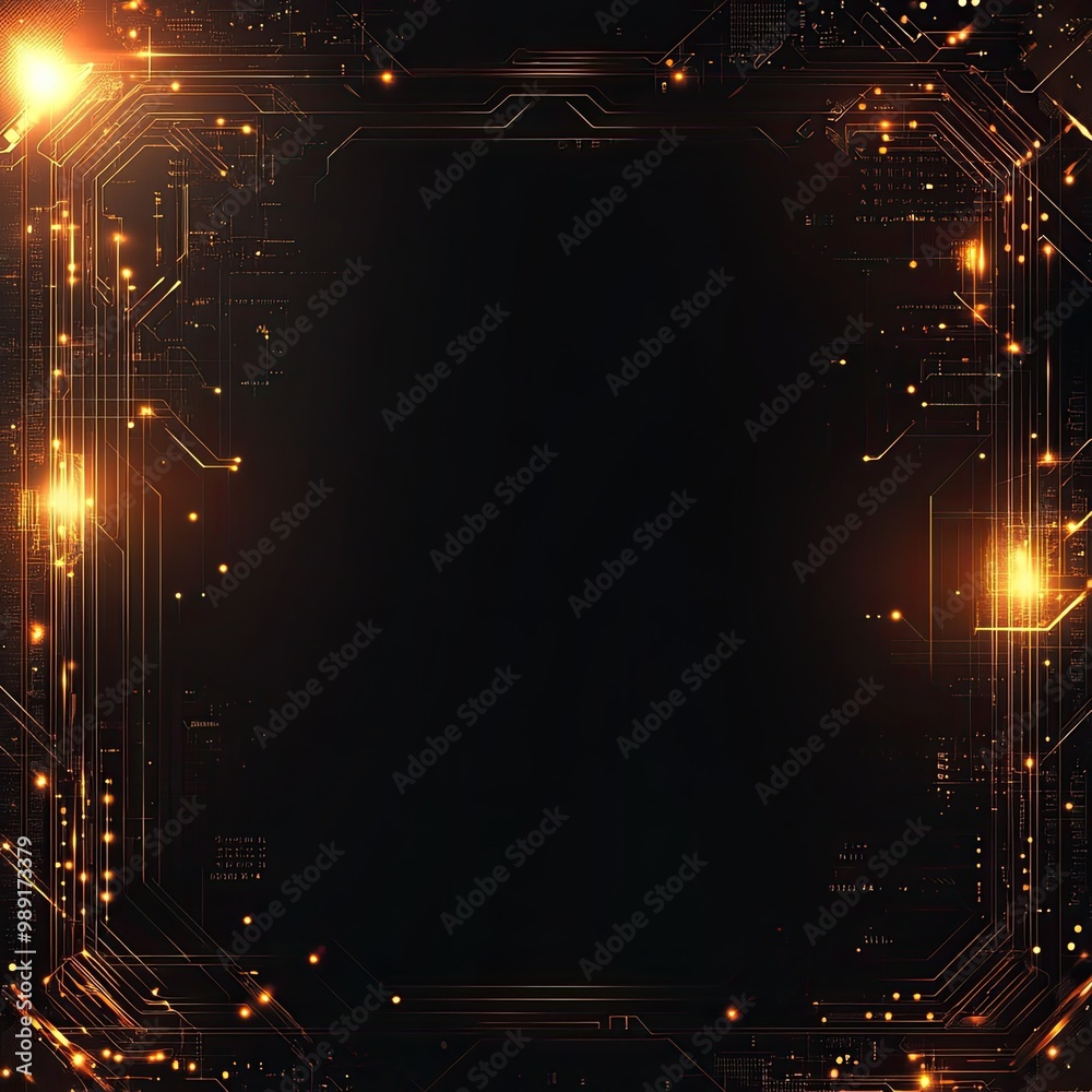 Wall mural abstract technology background with glowing lights and circuit patterns, perfect for digital themes 