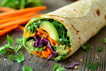 Delicious veggie wrap filled with fresh ingredients, perfect for a healthy meal or snack.