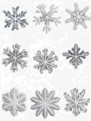 snowflakes as element on transparent background