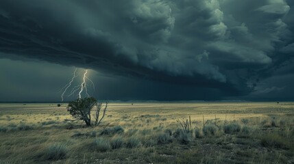 Fototapeta premium Lightning Strike in a Field