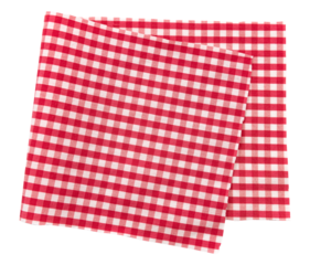 Piece of torn crumpled checkered fabric on a white background. Textile. Cellular tissue isolate