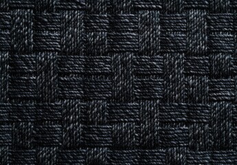 Obraz premium Dark Grey Woven Carpet Texture with Checkered Pattern