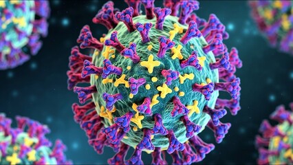 Macro View of Virus Structure Microscopic Photography Pathogen Research