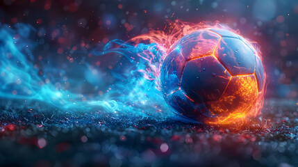 Fototapeta premium Fiery Soccer Ball 3D Illustration