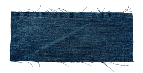 Piece of torn denim on a white background. Denim texture