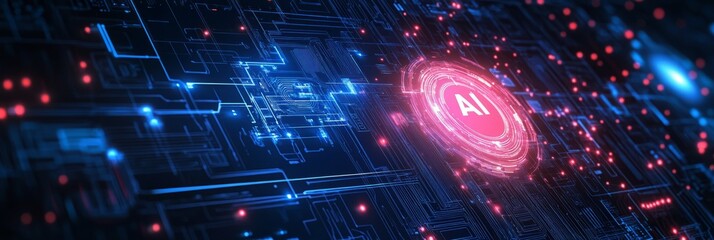 Fototapeta premium AI futuristic technology background vector. 