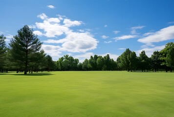 Green Grass Lawn Surrounded By Trees