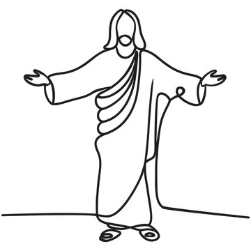 recommend clip art: One line,continuous simple drawing of Jesus Christ. Vector illustration