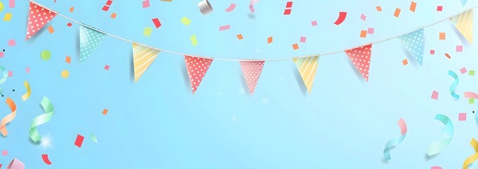 Colorful Bunting & Confetti Party Banner