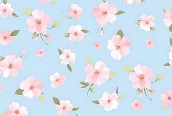 Light Blue Vintage Floral Seamless Pattern