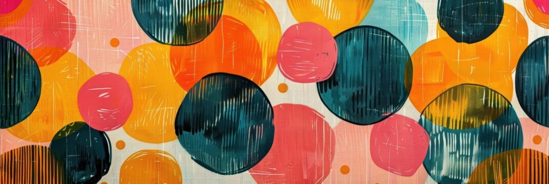 Tribal Aztec pattern featuring a bright and cheerful color scheme of orange, yellow, and pink Incorporate bold geometric shapes and playful patterns for a lively and fun design