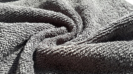 Interior fabric. Gray terry towel cotton fabric. Towels. Texture of cotton fabric. Textile gray...