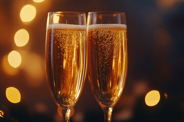champagne in glasses, creating a warm and celebratory atmosphere