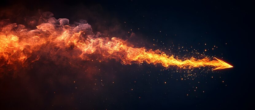 Fiery Arrow of Smoke in Space