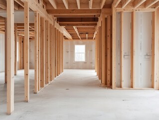 Home under construction with exposed beams in the ceiling, creating an open concept, exposed beams, structural design