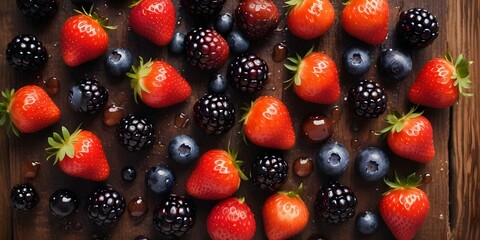 Fototapeta premium Mixed Berry Assortment with Strawberries, Blueberries and Blackberries