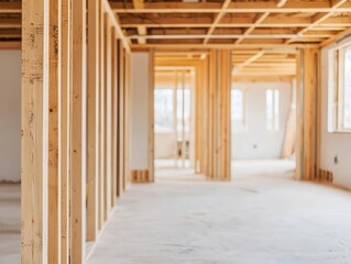 Home under construction with electricians installing wiring, walls partially open, electrical work, internal systems
