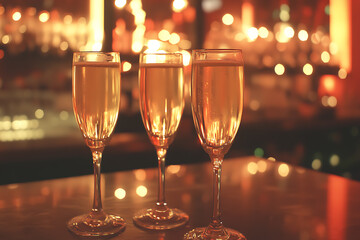 champagne in glasses, creating a warm and celebratory atmosphere
