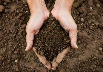 Hands Holding Rich Soil Close Up