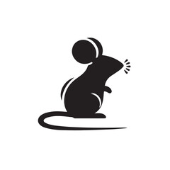 Obraz premium Rat vector silhouette. Rat mouse logo, icon sign isolated on white background.