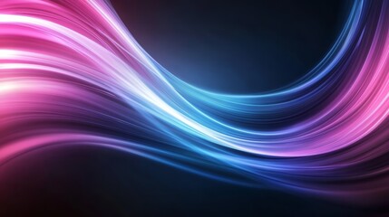 Fototapeta premium Vibrant abstract wave design with dynamic colors of pink and blue, creating a sense of motion and energy against a dark background.