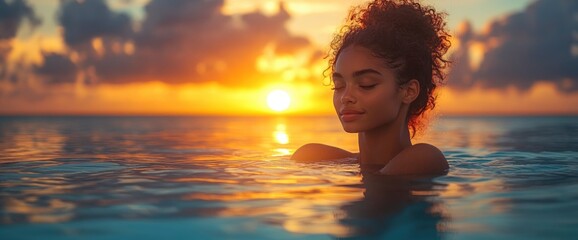 Woman Relaxing in the Ocean