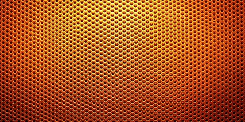 Obraz premium Circle perforated carbon speaker grill texture on orange metal background