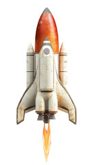 Obraz premium A realistic rocket launching with flames, white isolate background transparent background