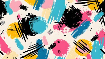 Retro 80s Abstract Shapes Seamless Pattern