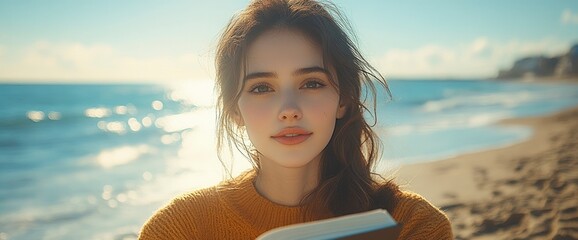 Young woman reading a book on